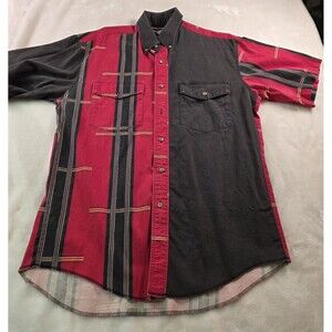 Vintage Wrangler Men's 15.5 Medium‎ Red Striped Western Shirt